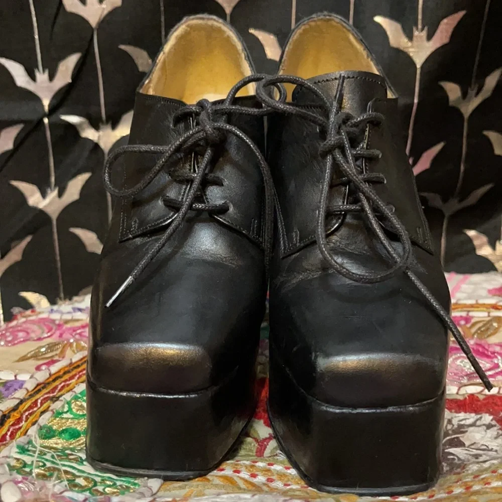 90s platform Gothic shoes vintage pikes witch heel - Picture 4 of 5